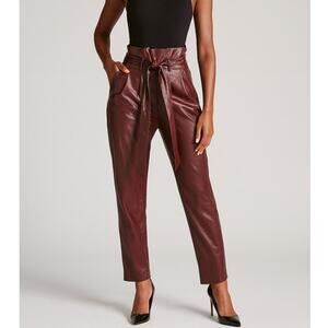 Commando Paperbag Waist Vegan Leather Crop Pants Oxblood